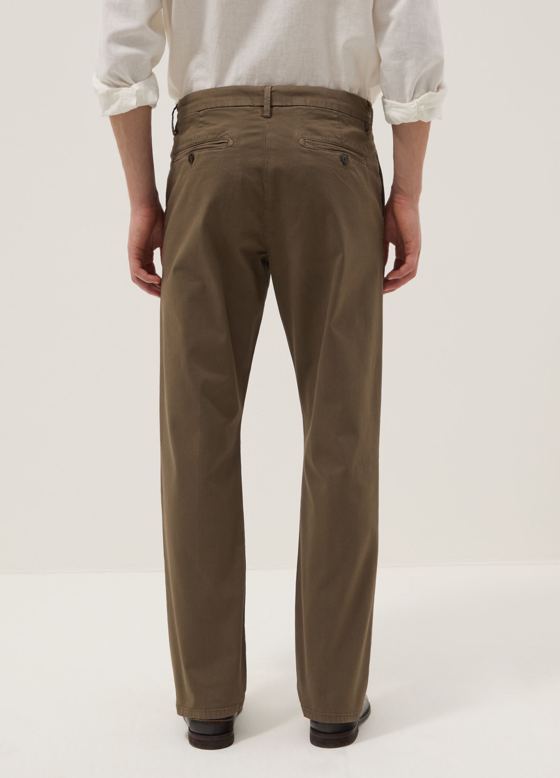 Brown regular-fit stretch cotton chino trousers