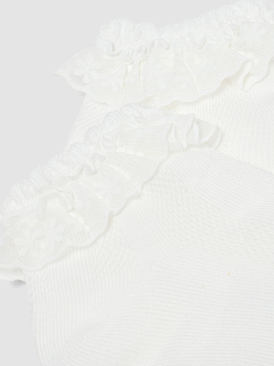 Kurze weisse Baumwollsocken mit R&uuml;schen f&uuml;r M&auml;dchen_1