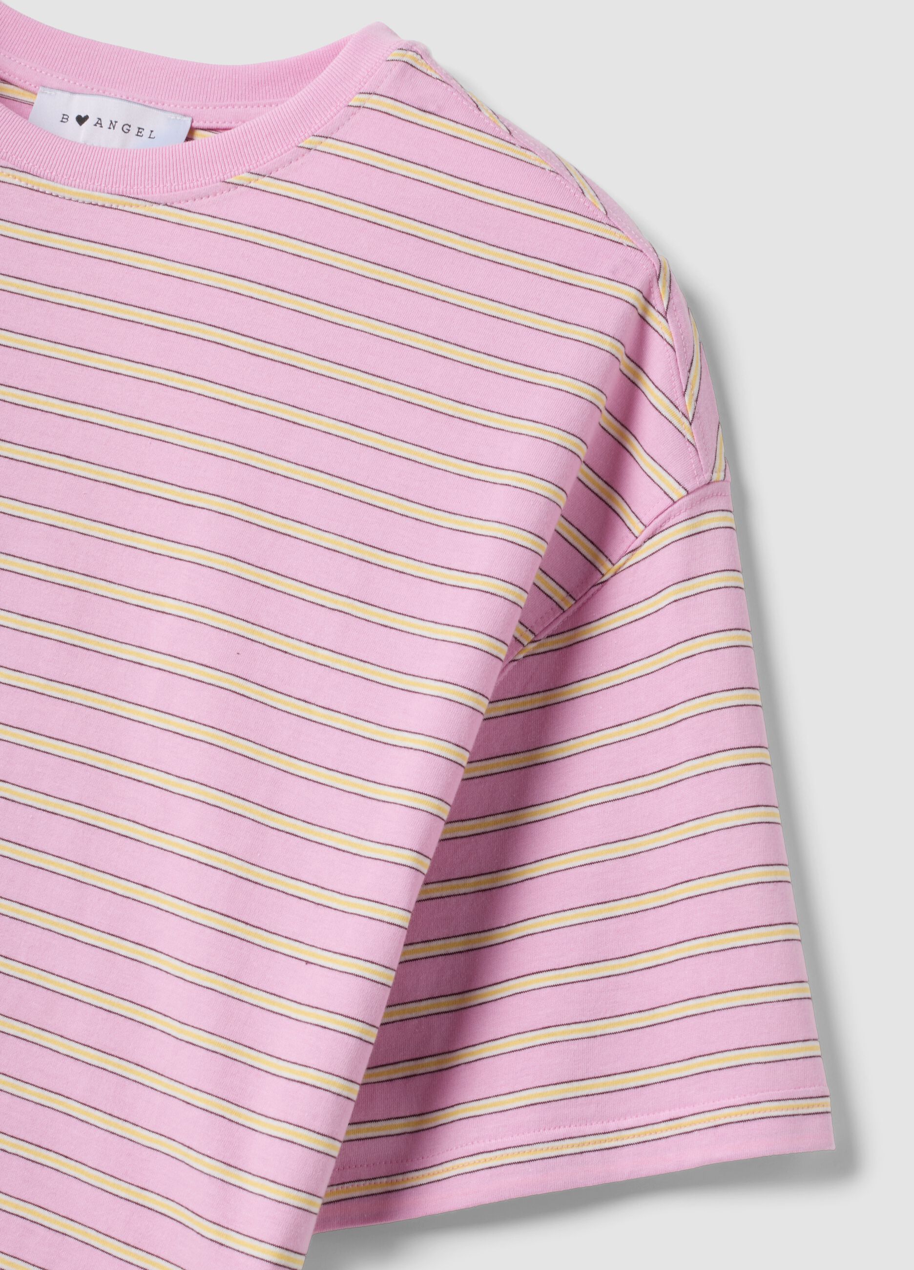 Pink striped pure cotton T-shirt