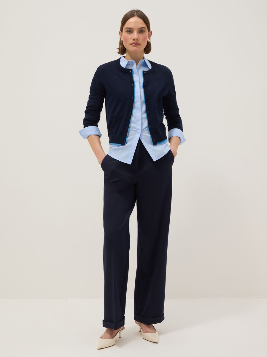 Blue Viscose Blend Cardigan Regular Fit_1