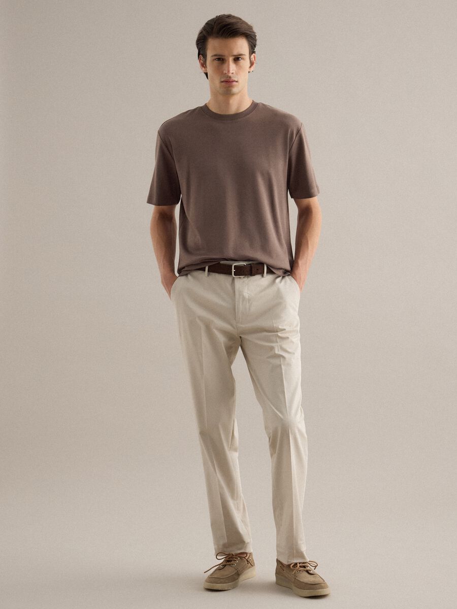 Brown pure cotton regular fit crew-neck T-shirt_2