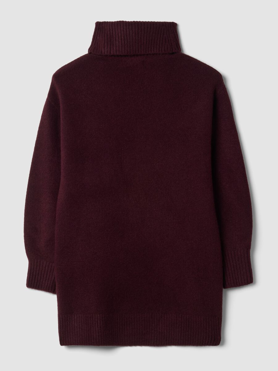 Violettes Stretch-Wollkleid mit Rollkragen_2