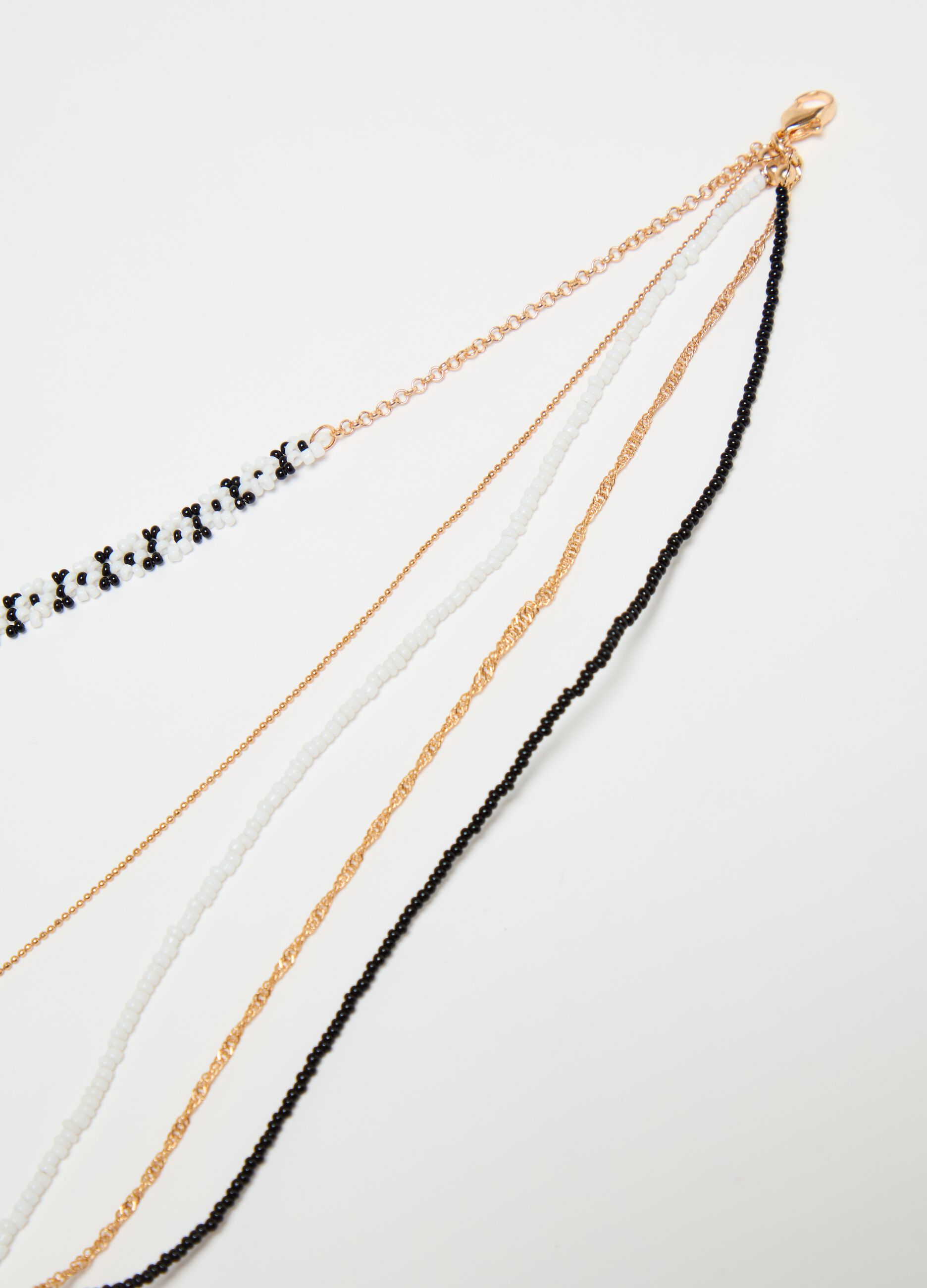 Multi-string beaded necklace