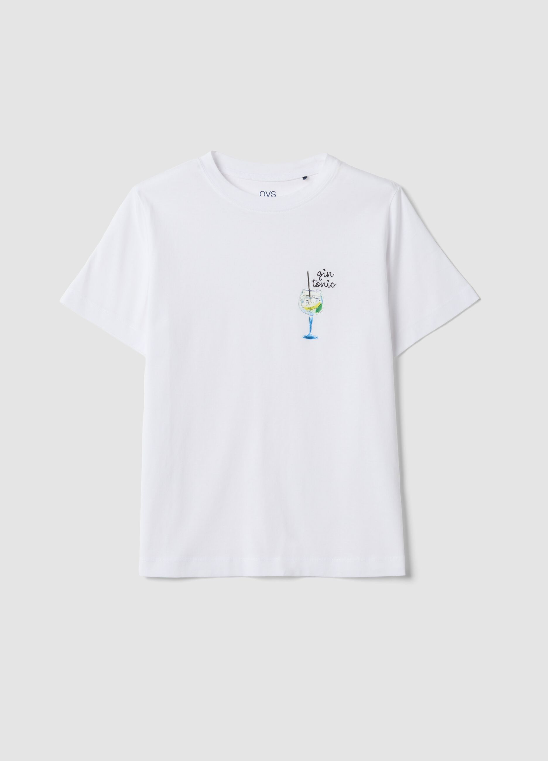 Wei&szlig;es T-Shirt aus reiner Baumwolle mit Print, Regular Fit