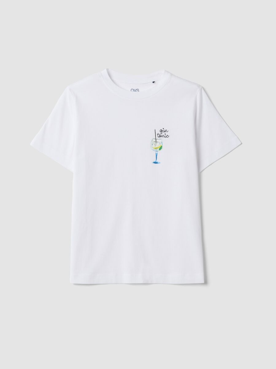 Wei&szlig;es T-Shirt aus reiner Baumwolle mit Print, Regular Fit_0