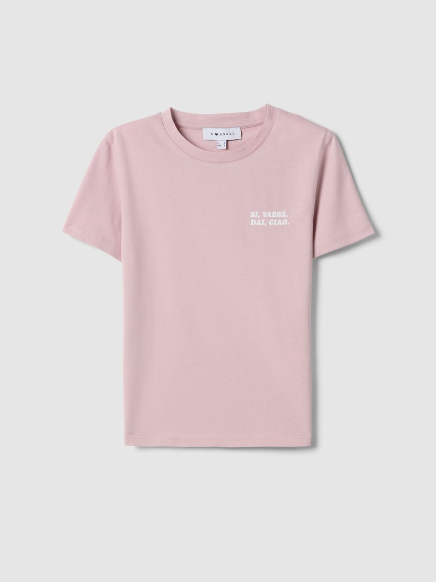 Slim Fit rosa T-Shirt aus reiner Baumwolle mit Schriftzug_0