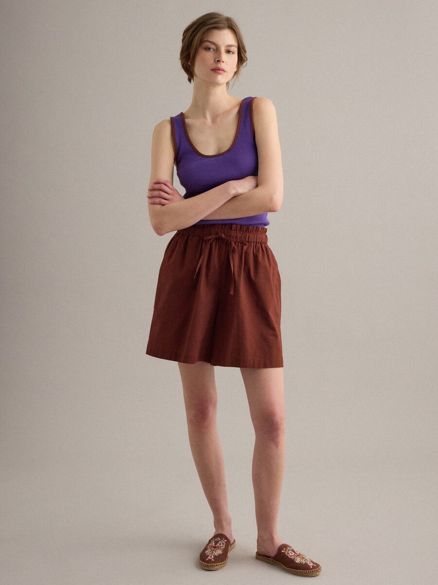 Purple ribbed pure cotton tank top_1