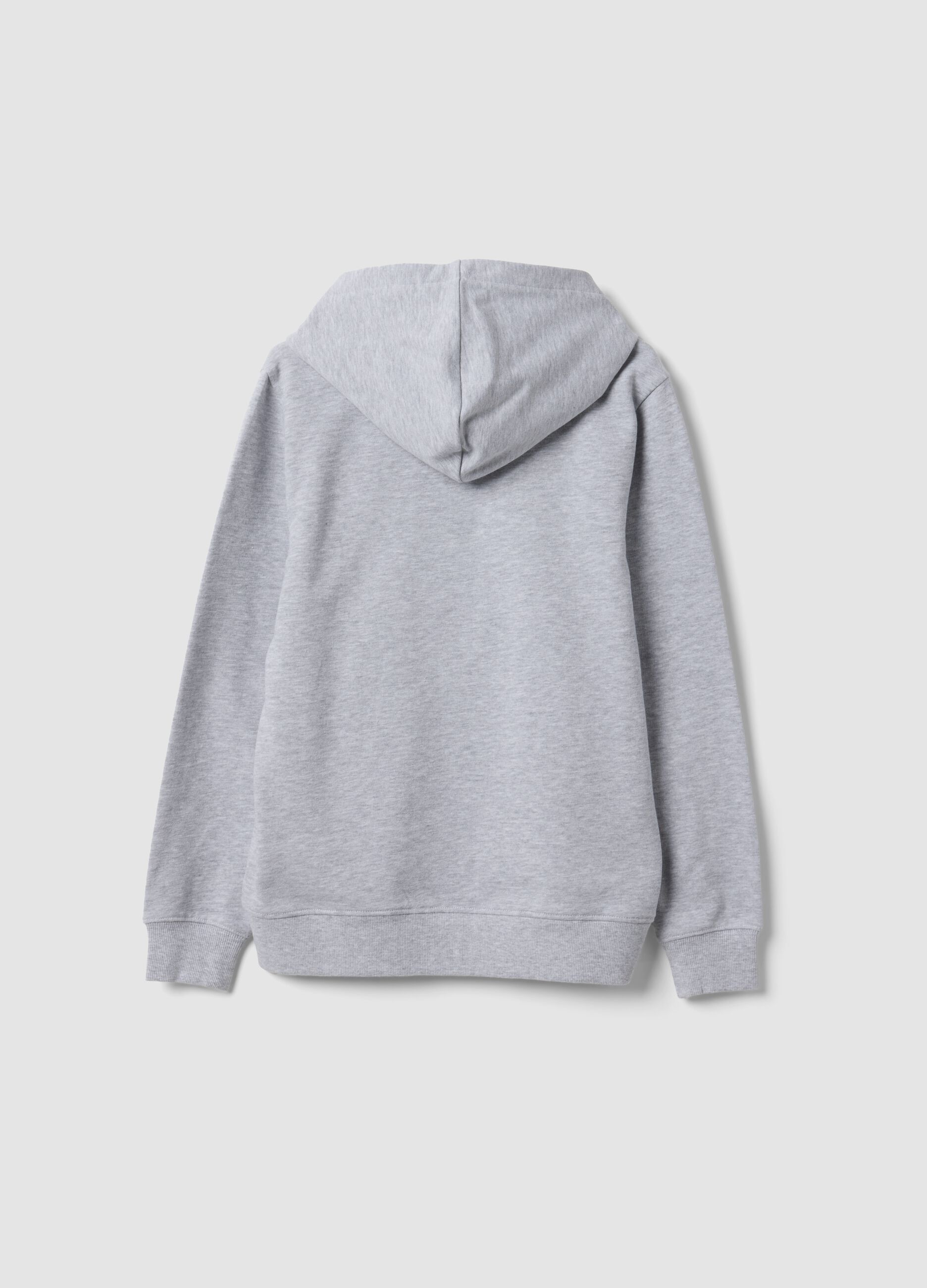 Grey hooded sweatshirt in 100% organic cotton, regular fit, for boys