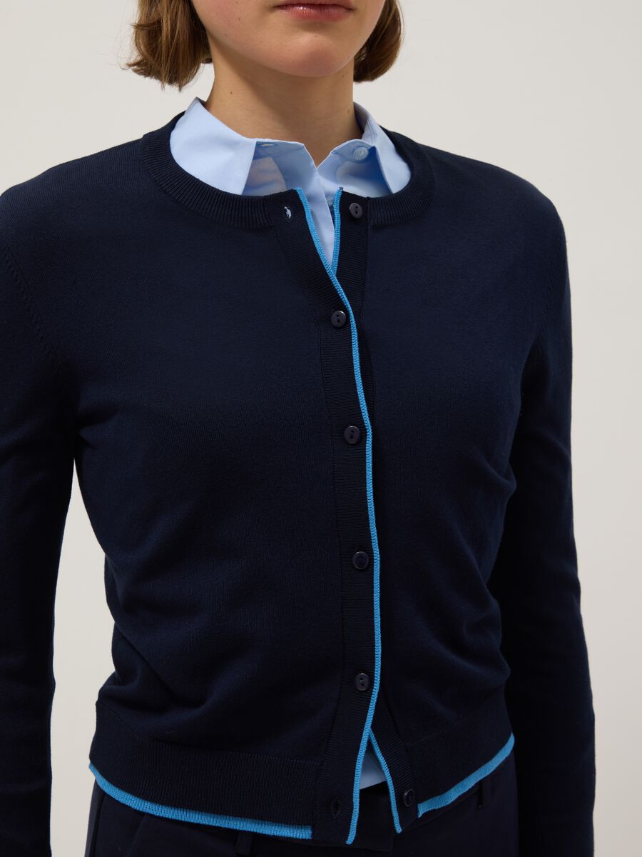 Blue Viscose Blend Cardigan Regular Fit_3