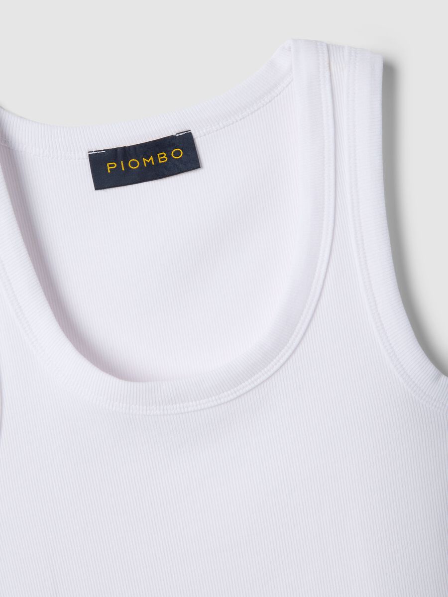 White stretch cotton tank top regular fit_5
