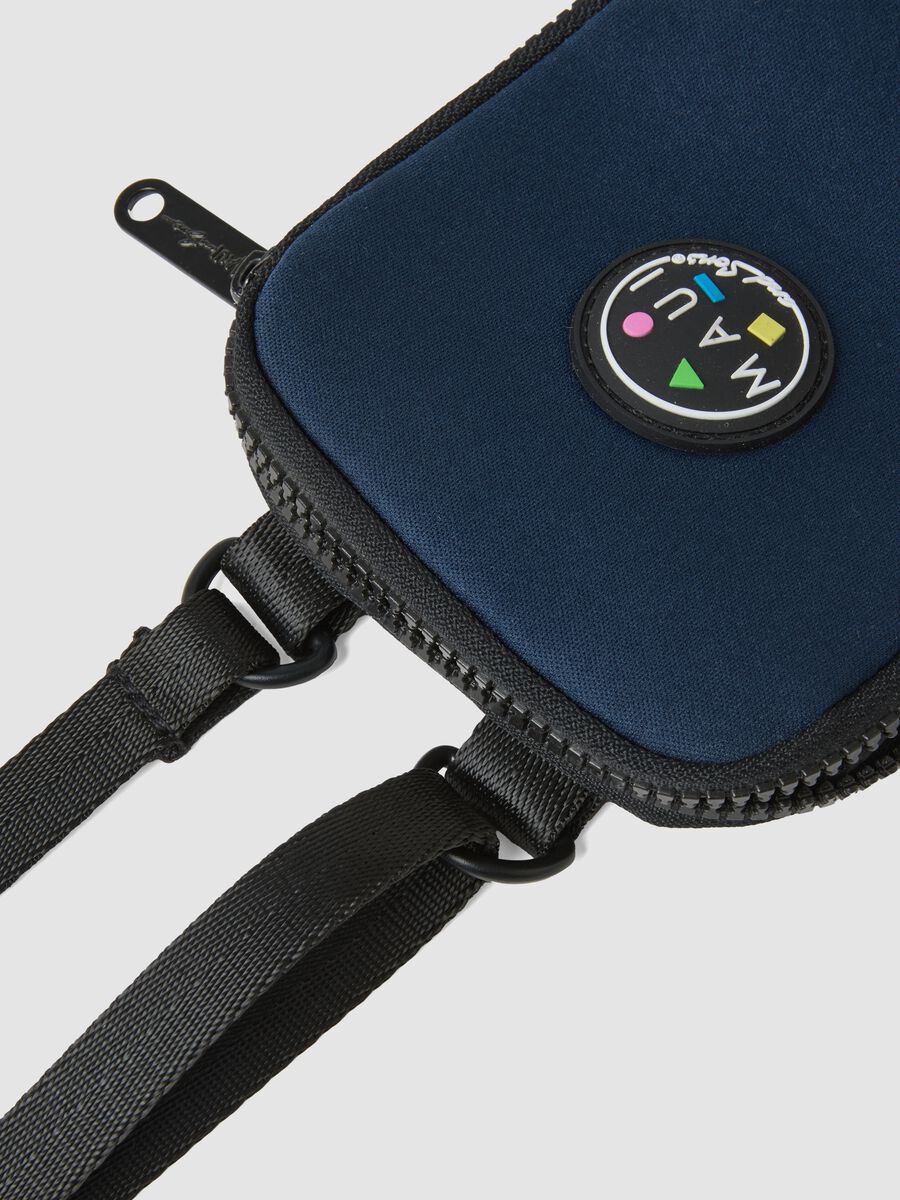 Blaue Handytasche mit Reissverschluss und verstellbarem Schulterriemen_1