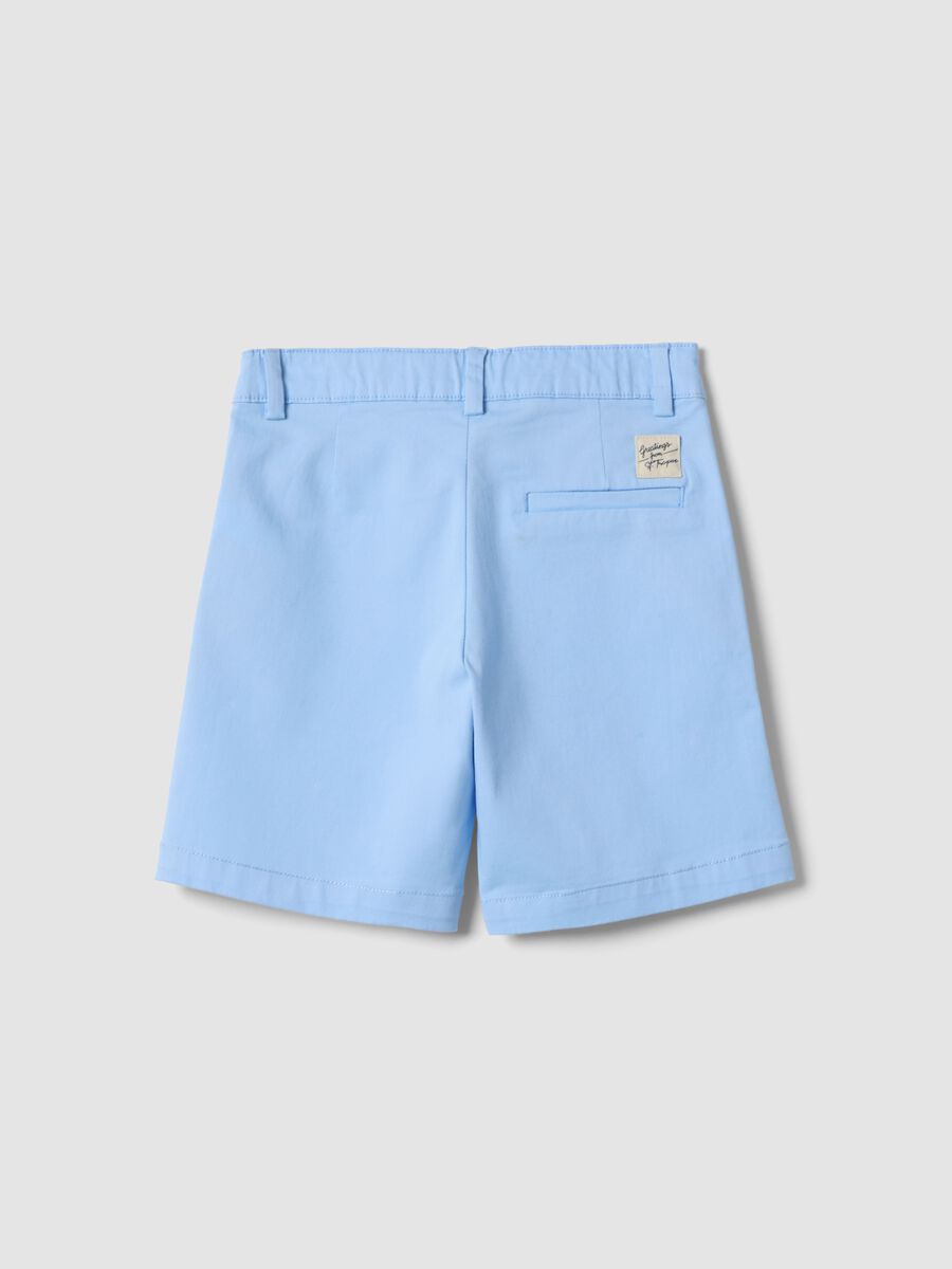 Boys&rsquo; light blue stretch cotton chino bermuda shorts, regular fit_1