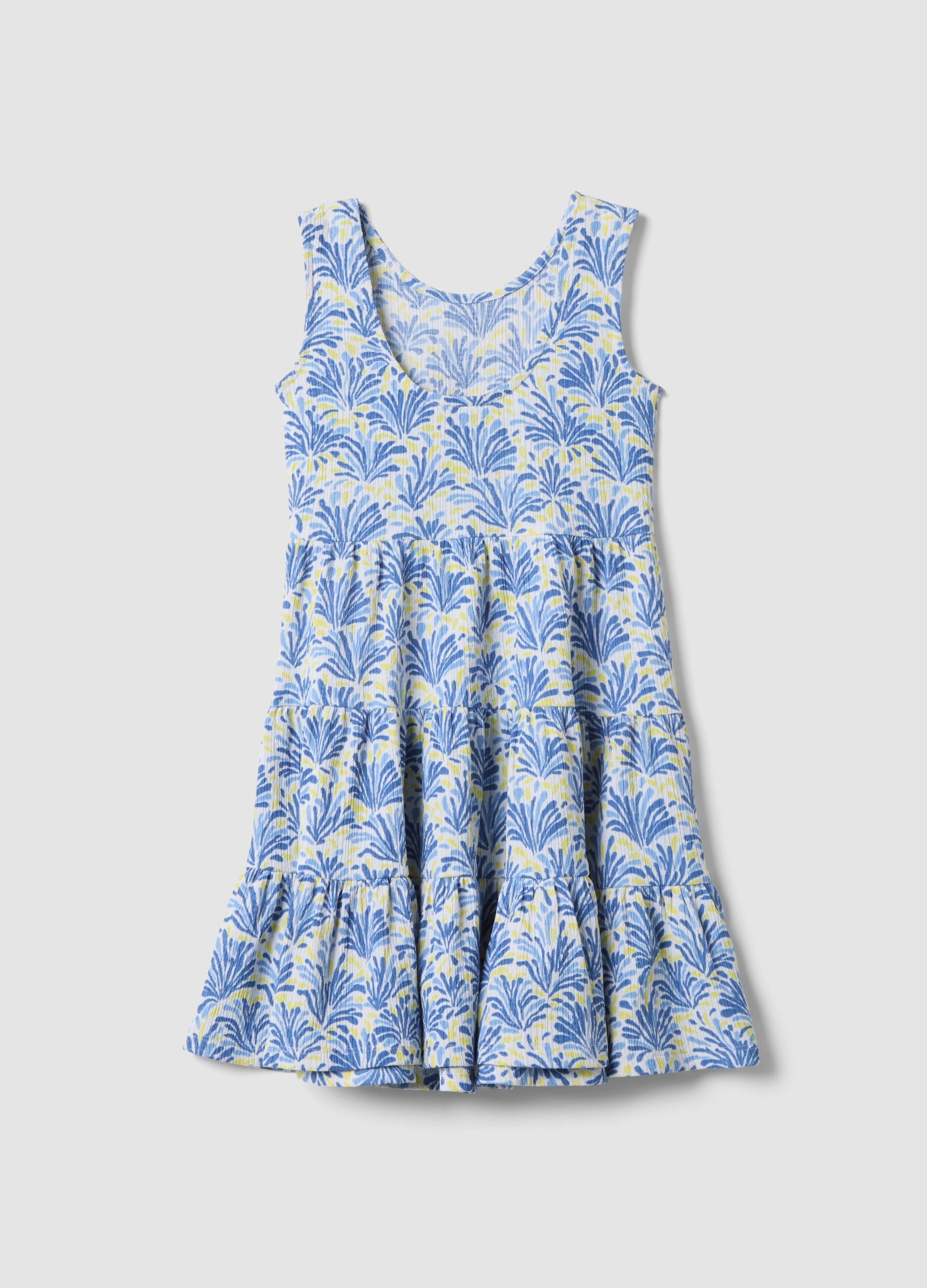 Light blue stretch dress with all-over print