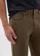 Brown cotton blend slim fit trousers_3