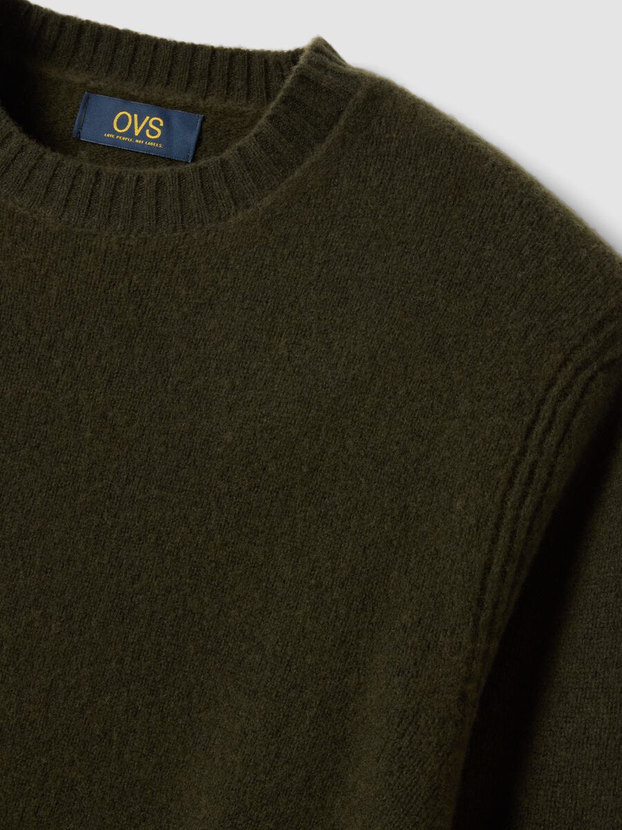 Green crew-neck wool-blend jumper, regular fit_1