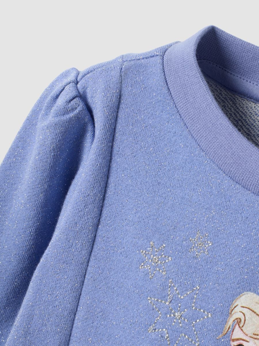 Purple cotton-blend dress with Frozen print and glitter for girls_2