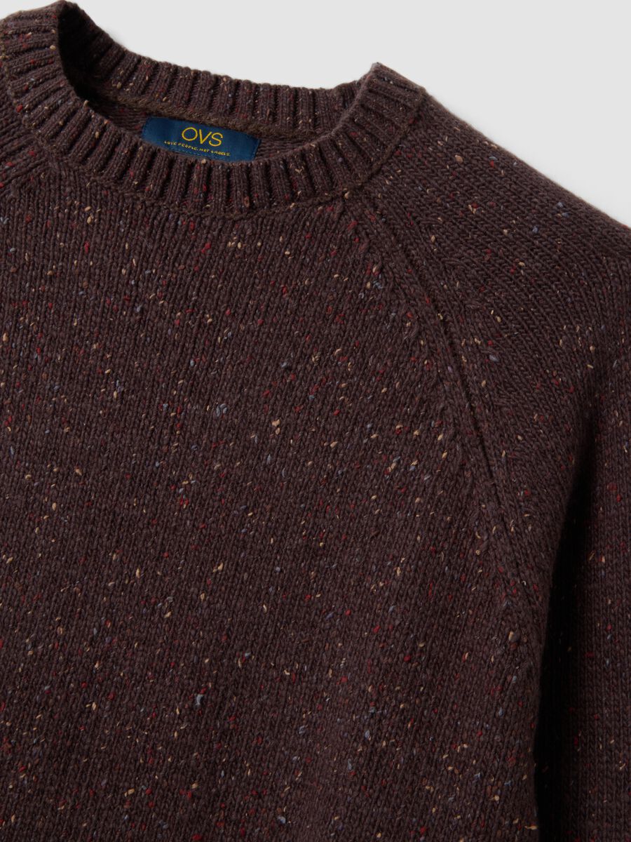 Brown cotton and wool-blend crew-neck jumper_1