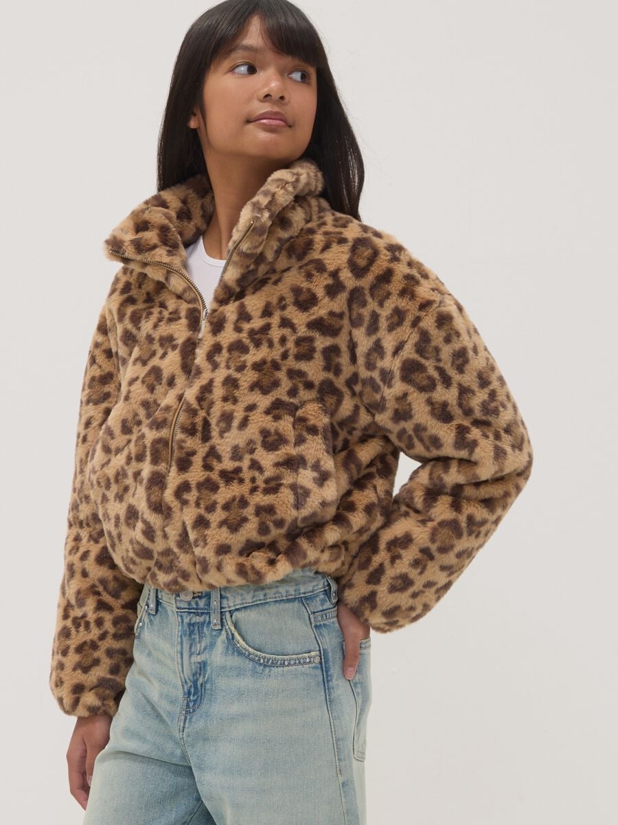Padded animal print jacket with zip, regular fit_0