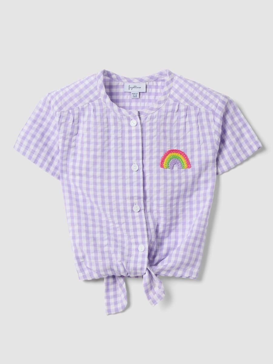 Multicoloured check pure cotton blouse for girls regular fit_0