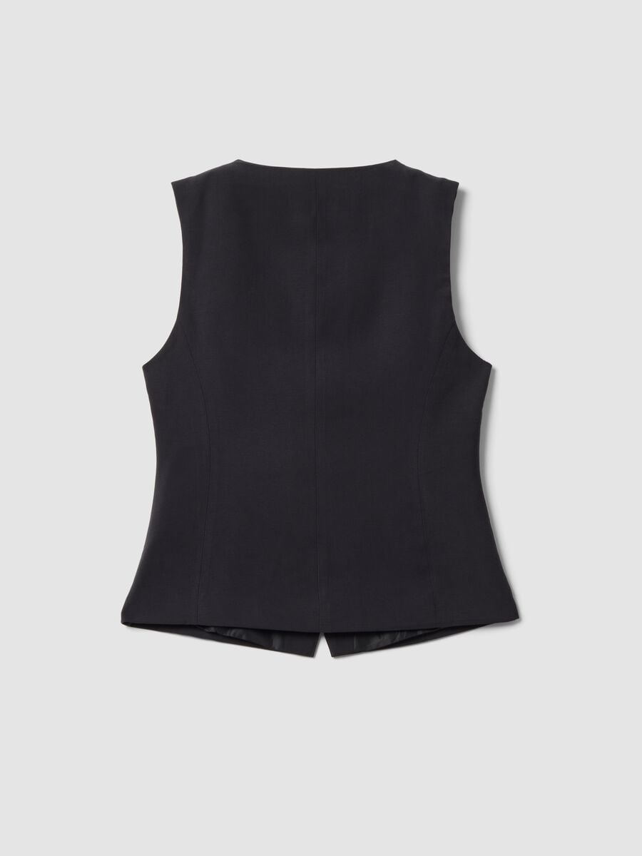 Black slim-fit viscose-blend waistcoat_5