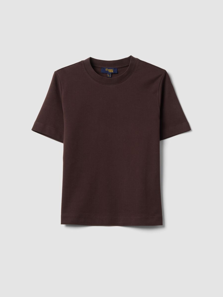 Brown relaxed-fit pure cotton short-sleeve T-shirt_4