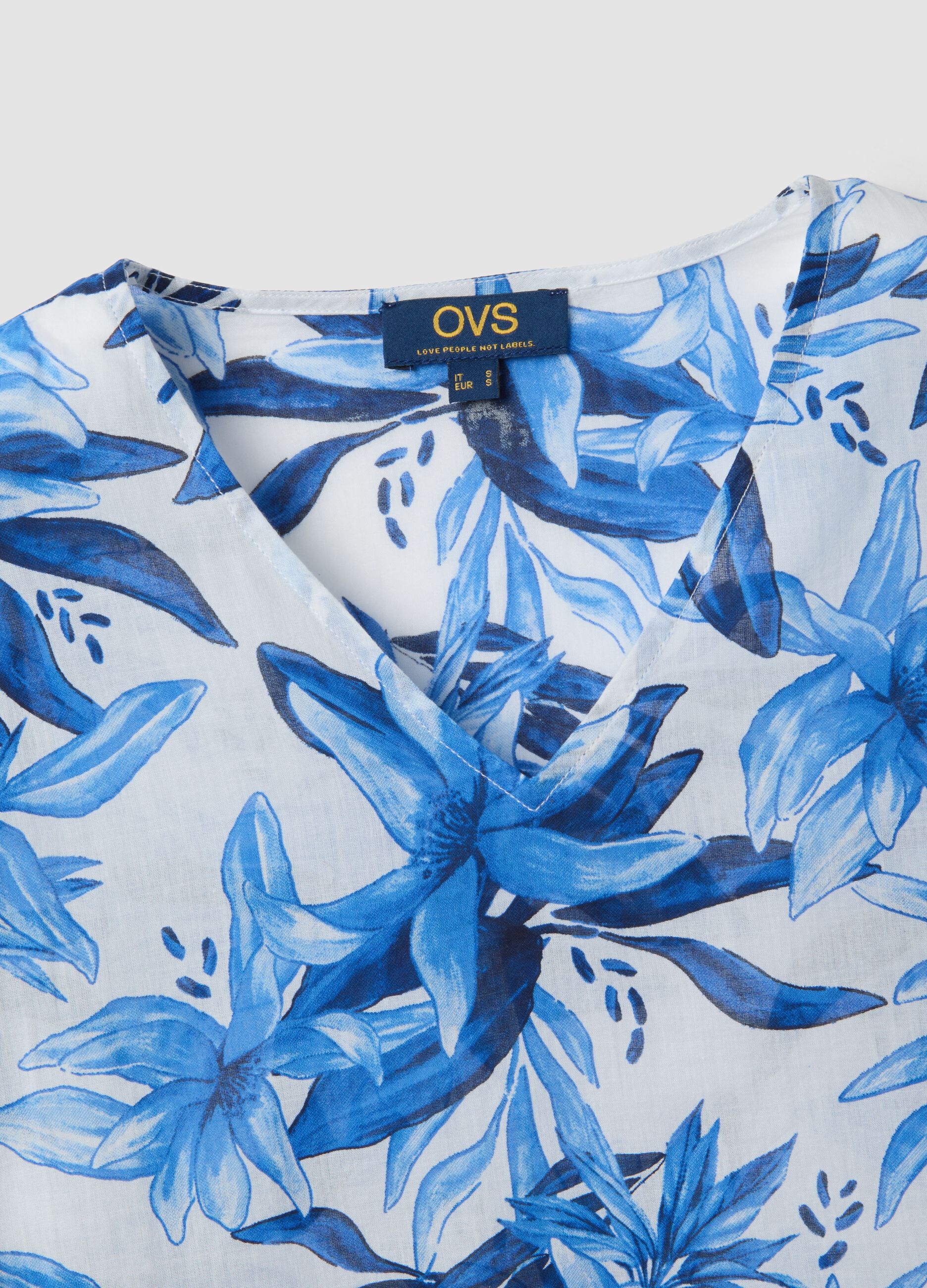 Multicoloured pure cotton kaftan with floral print