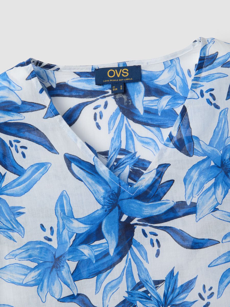 Caft&aacute;n multicolor de puro algod&oacute;n con estampado floral_1