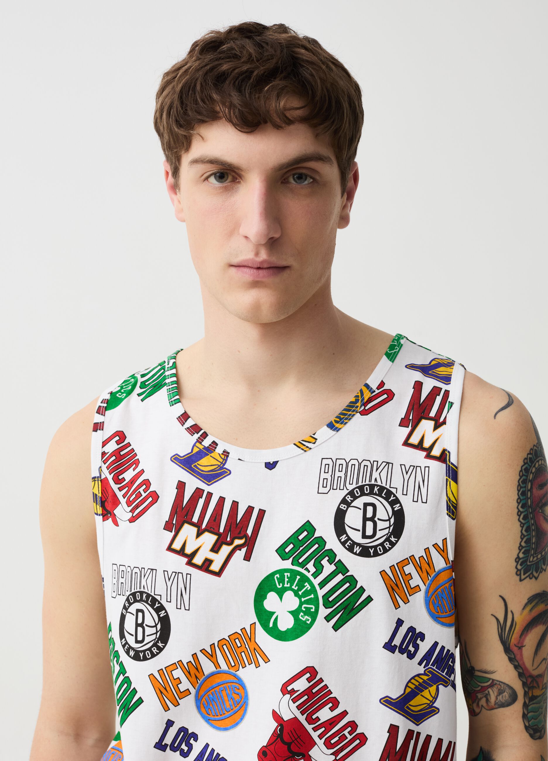 Tank top with all-over NBA teams print