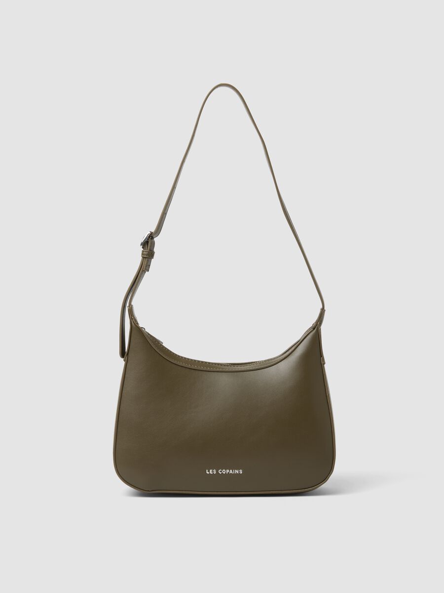 Green shoulder bag with adjustable strap_0