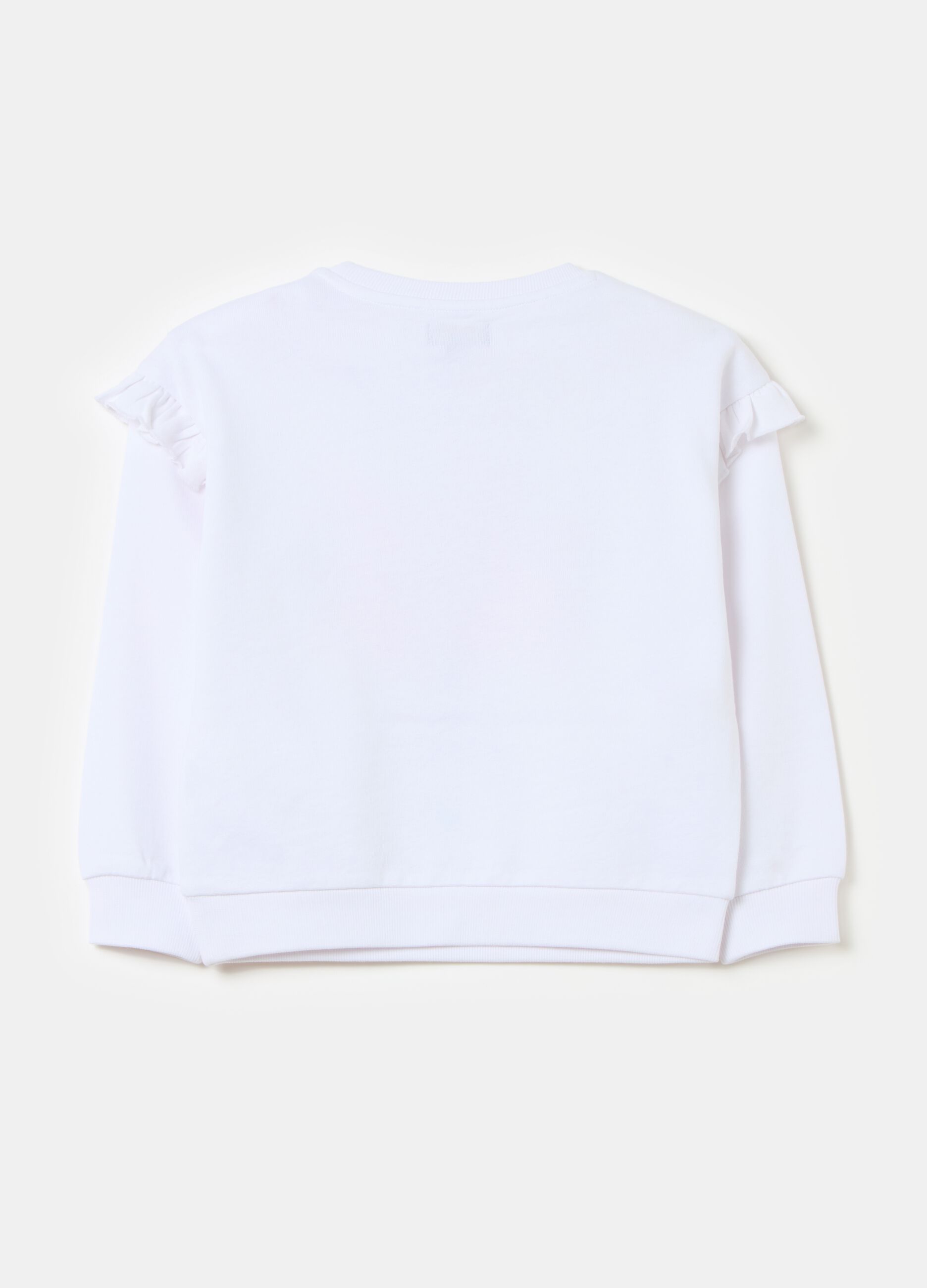 Sweatshirt in French terry with frills and print