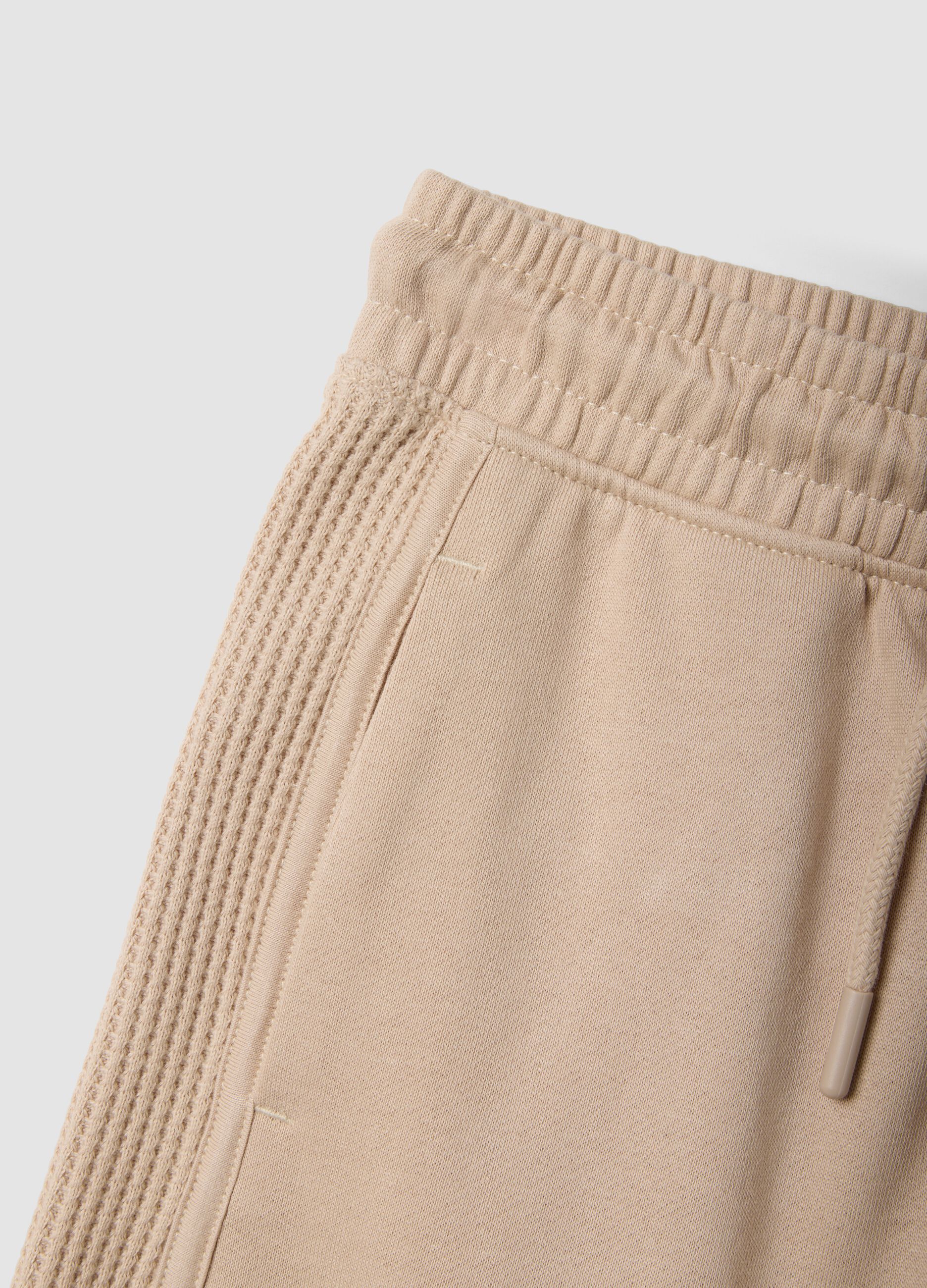Beige pure cotton shorts with elasticated waist