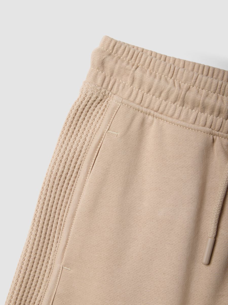 Beige pure cotton shorts with elasticated waist_2