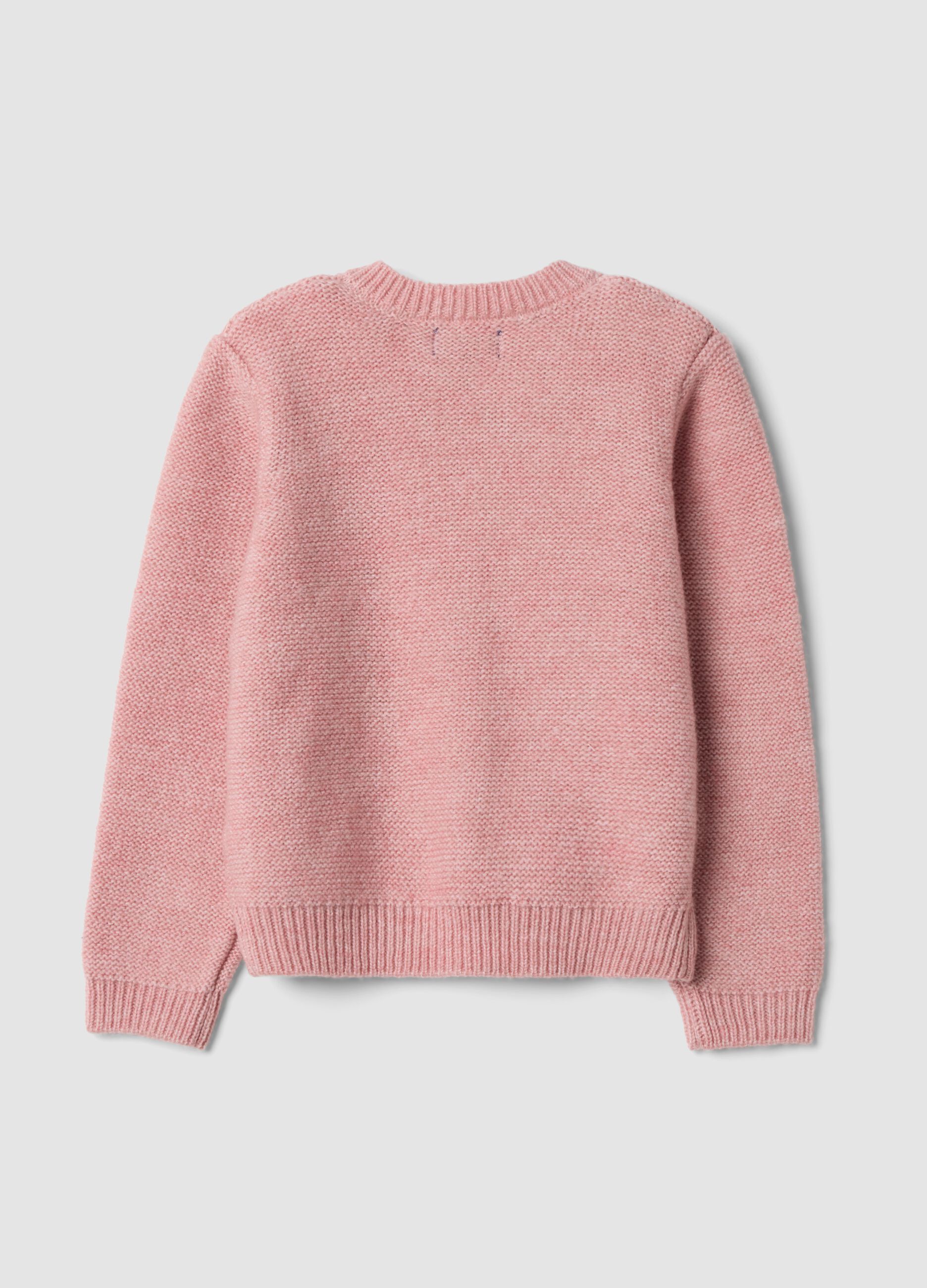 Rosa Strickjacke mit Rundhalsausschnitt und Ajourmuster