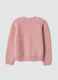 Rosa Strickjacke mit Rundhalsausschnitt und Ajourmuster_1