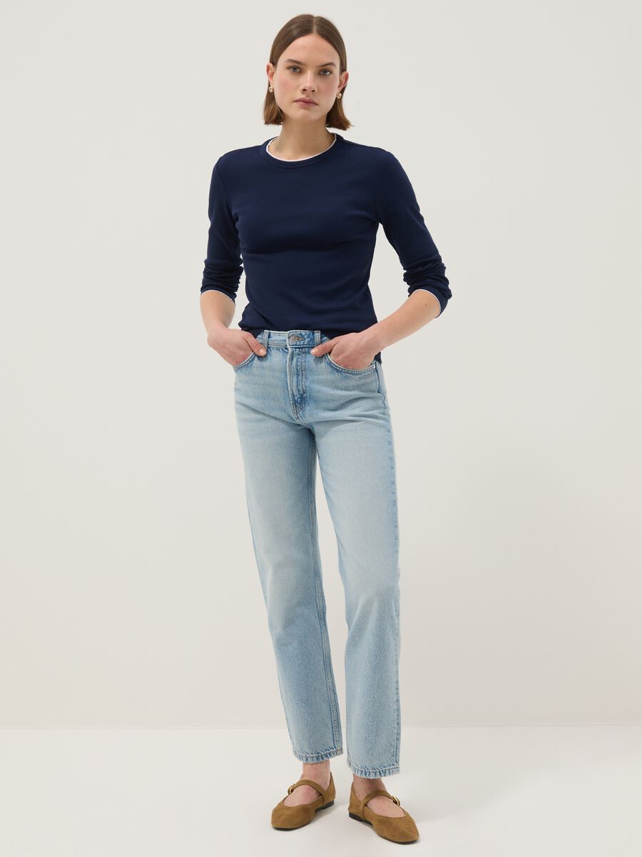 Pure Cotton Blue Long Sleeve Regular Fit Shirt_1