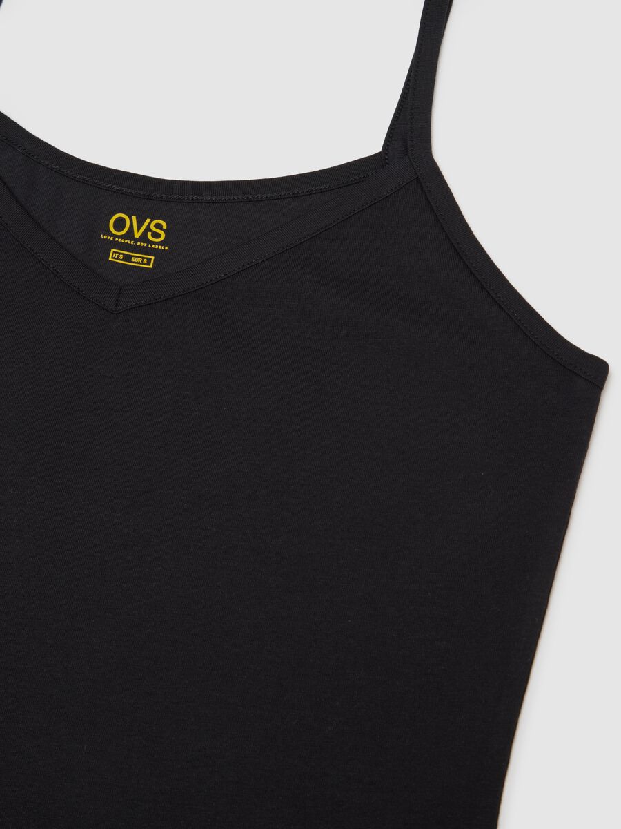 Black Stretch Cotton Vest Regular Fit Deep V_5