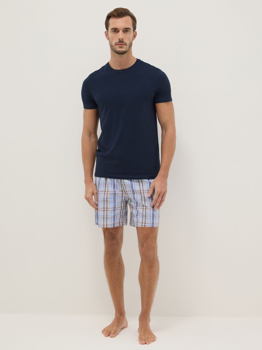 Multicolor checked pure cotton regular fit pyjama shorts_0