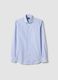 Slim fit pure cotton shirt with white and blue stripes_4
