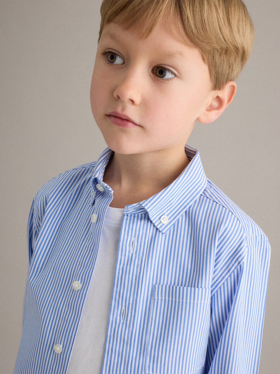 Multicolour striped pure cotton regular fit boys' shirt_2