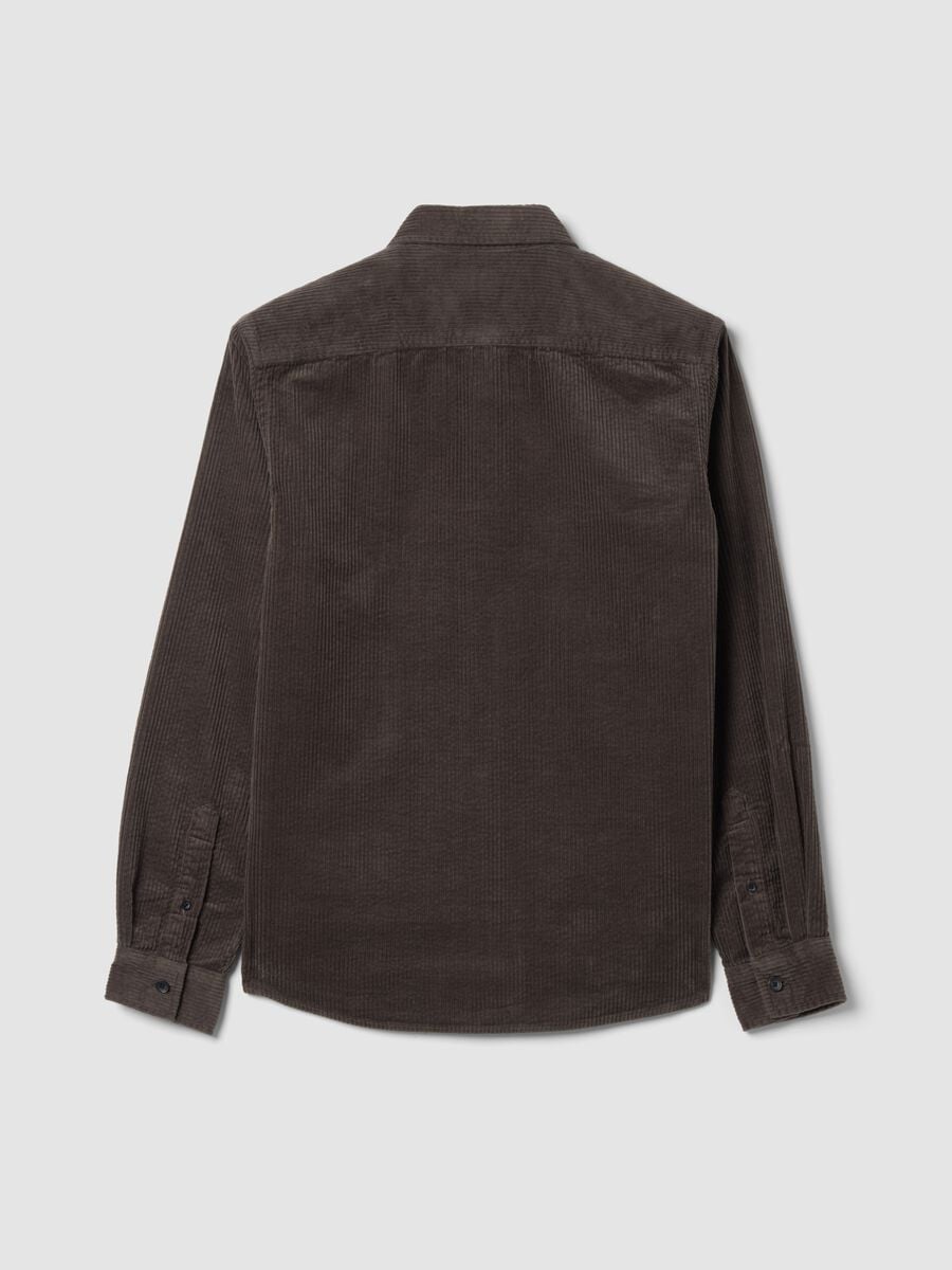 Camicia marrone in puro cotone a coste_2