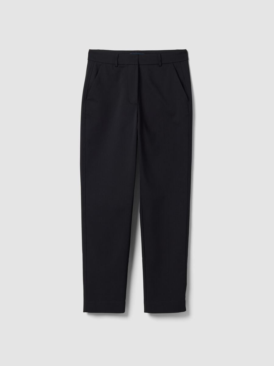 Pantaloni neri slim in cotone elasticizzato_0