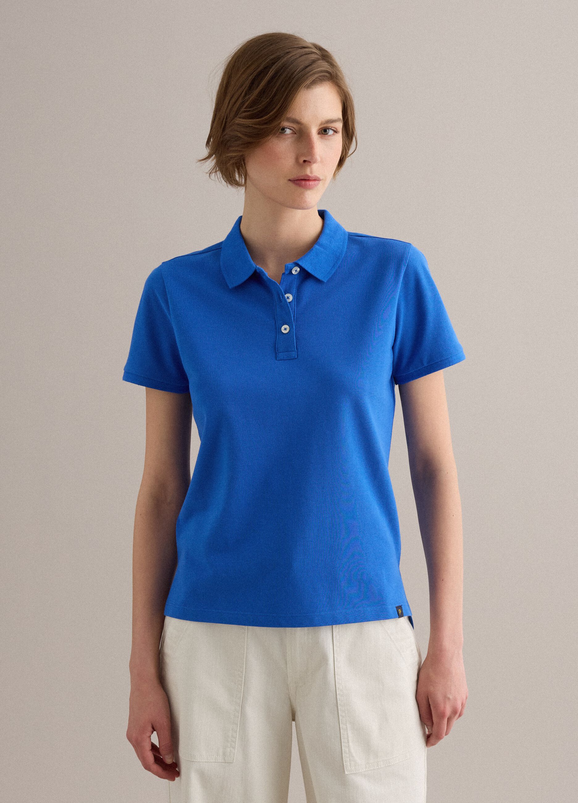 Blue organic cotton polo shirt, regular fit