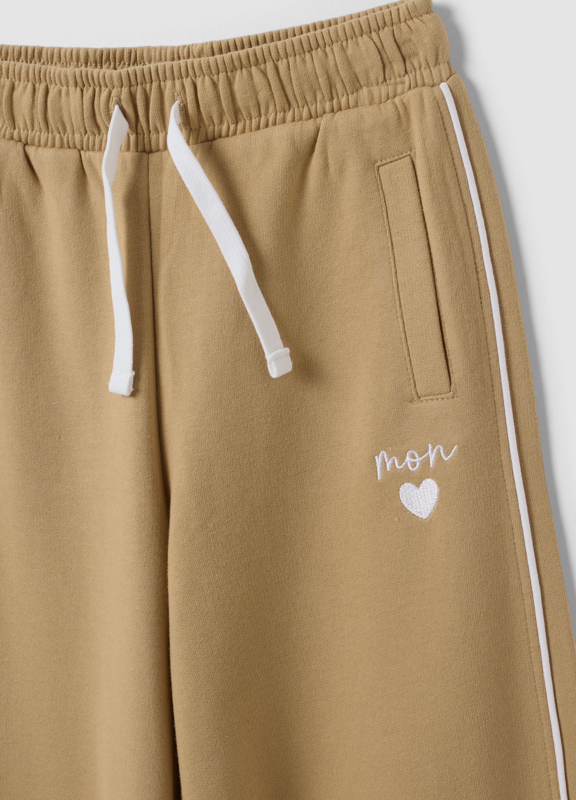 Girls&rsquo; beige wide-leg pure cotton trousers