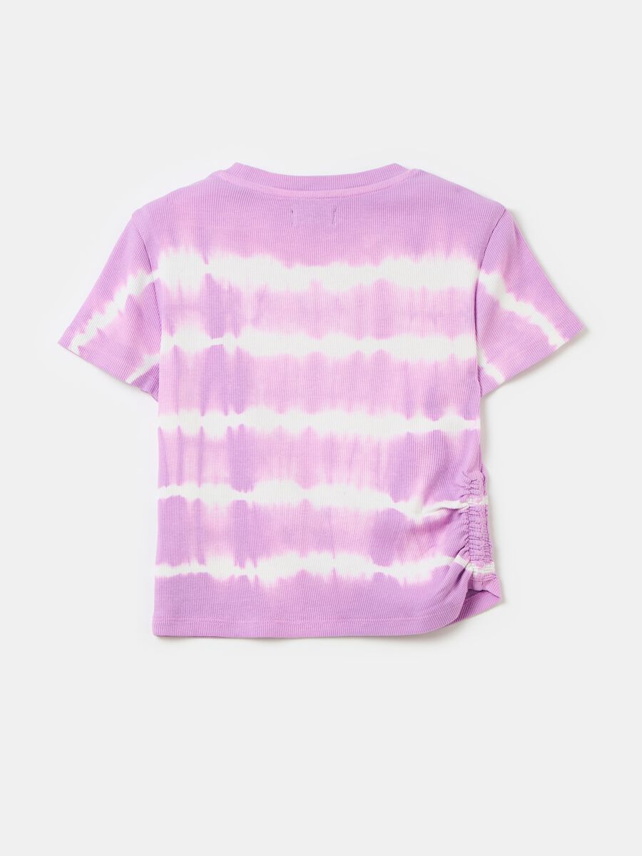 Ribbed T-shirt with tie-dye pattern_1