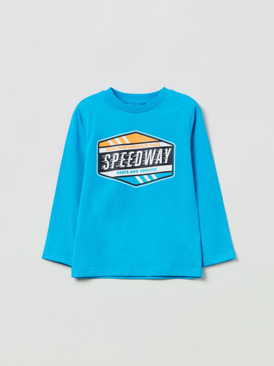 T-shirt with long sleeves and car print_0