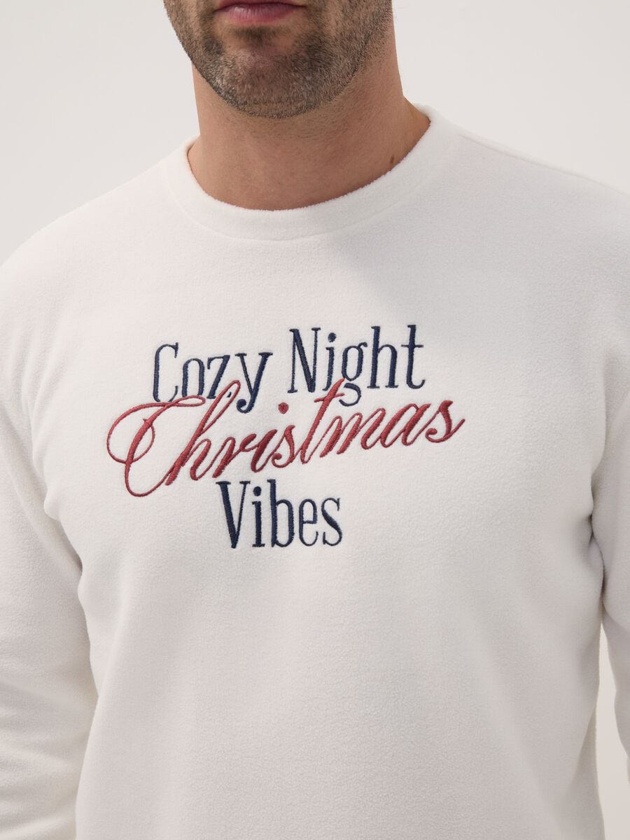 White crew-neck pyjamas with regular-fit long trousers_2