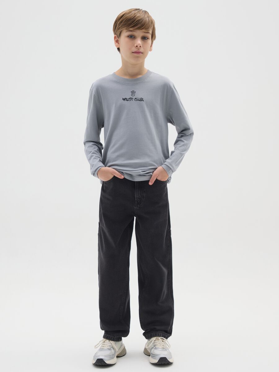 Black jeans in rigid denim_0