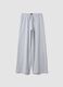 Pantaloni culotte grigio melange in misto cotone e viscosa_0