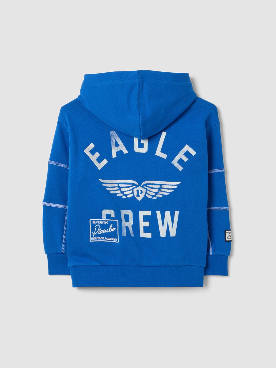 Blue pure cotton oversized hoodie with chest embroidery_1