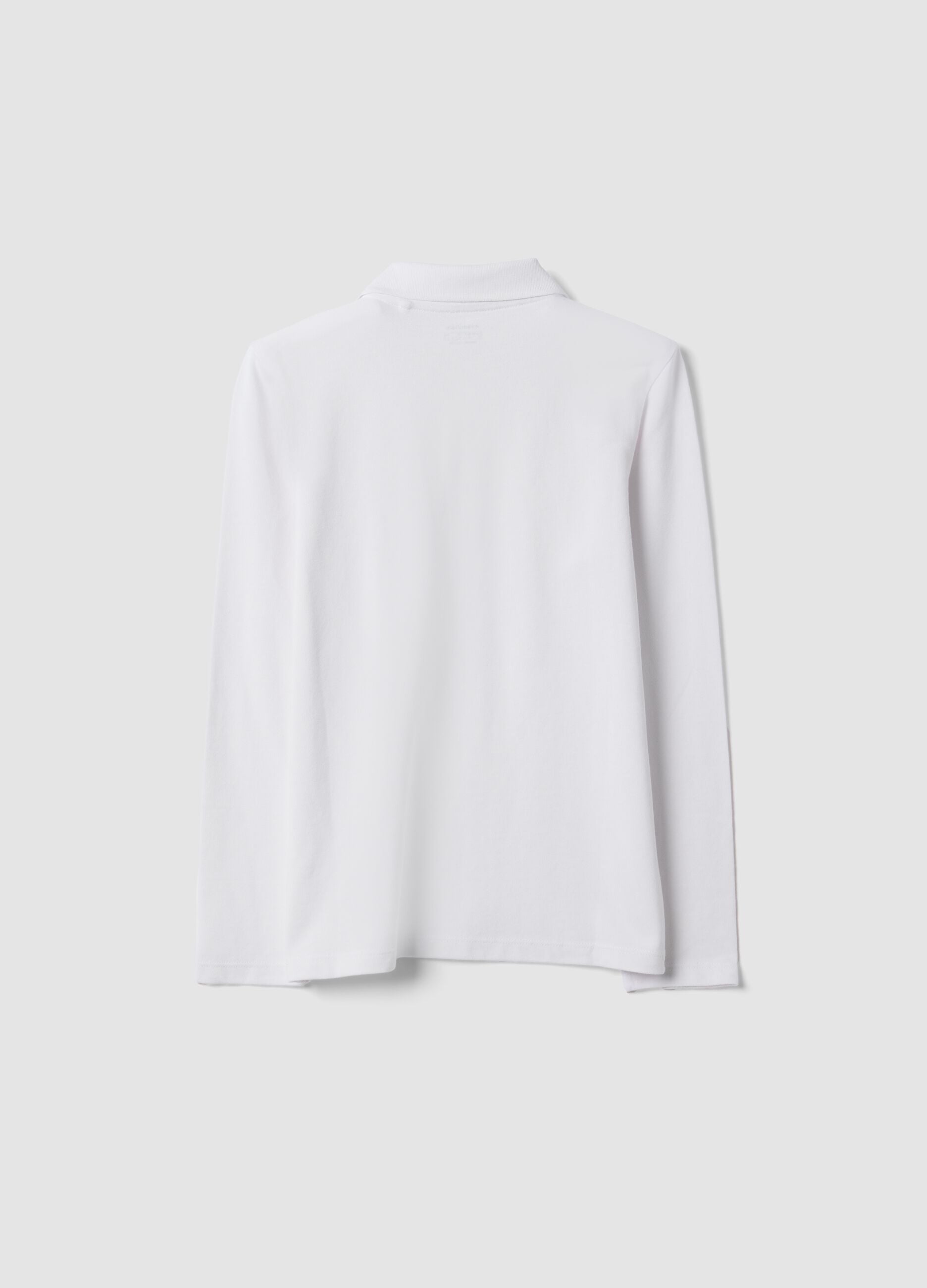 Polo branco de rapaz em piqu&eacute; de algod&atilde;o org&acirc;nico, regular fit